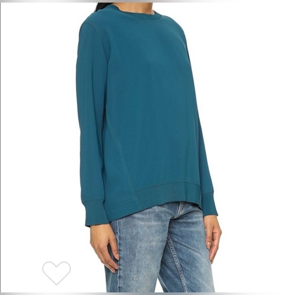 $285 VINCE INVERTED PLEAT WOMEN BLOUSE SIZE SMALL in TEAL - Picture 2 of 3